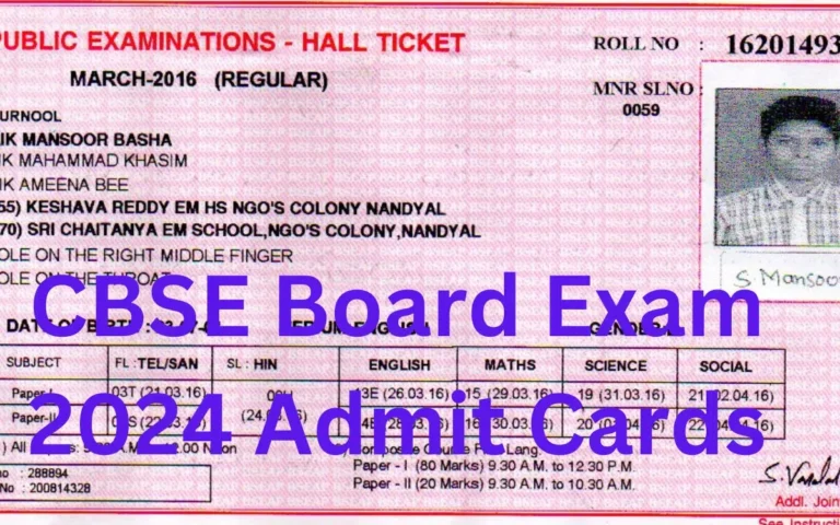 CBSE Board Exam 2024 Admit Cards Release Date, Download, Exam Date, Time Table